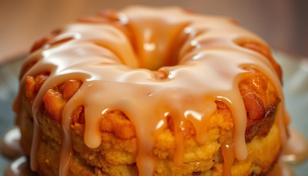 baked apple fritter cake glaze topping